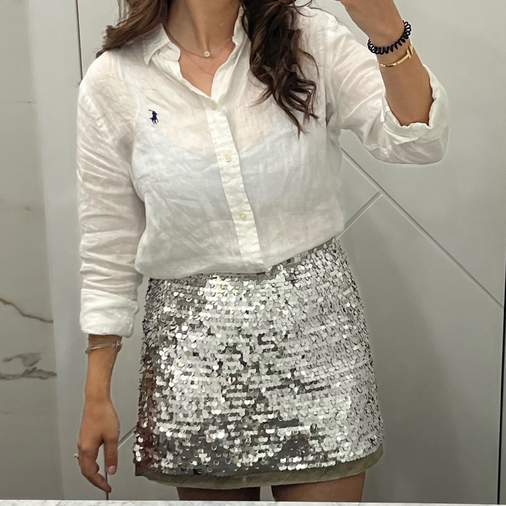 Zara Silver Sequin Mini Skirt